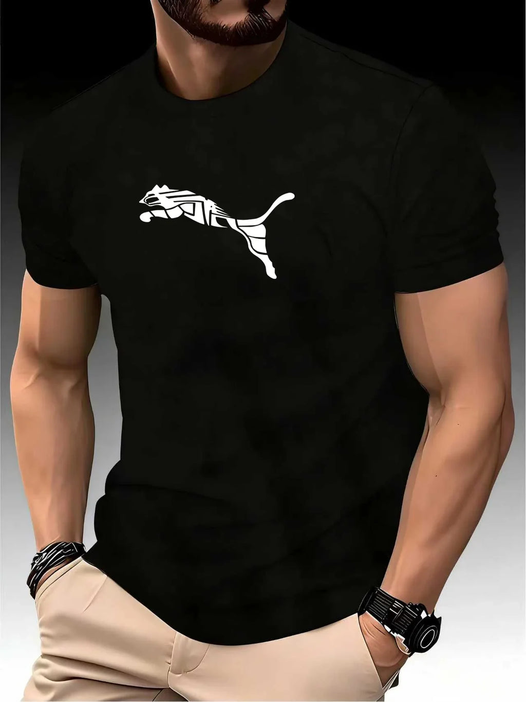 Stylish Men's Leopard Print Tee