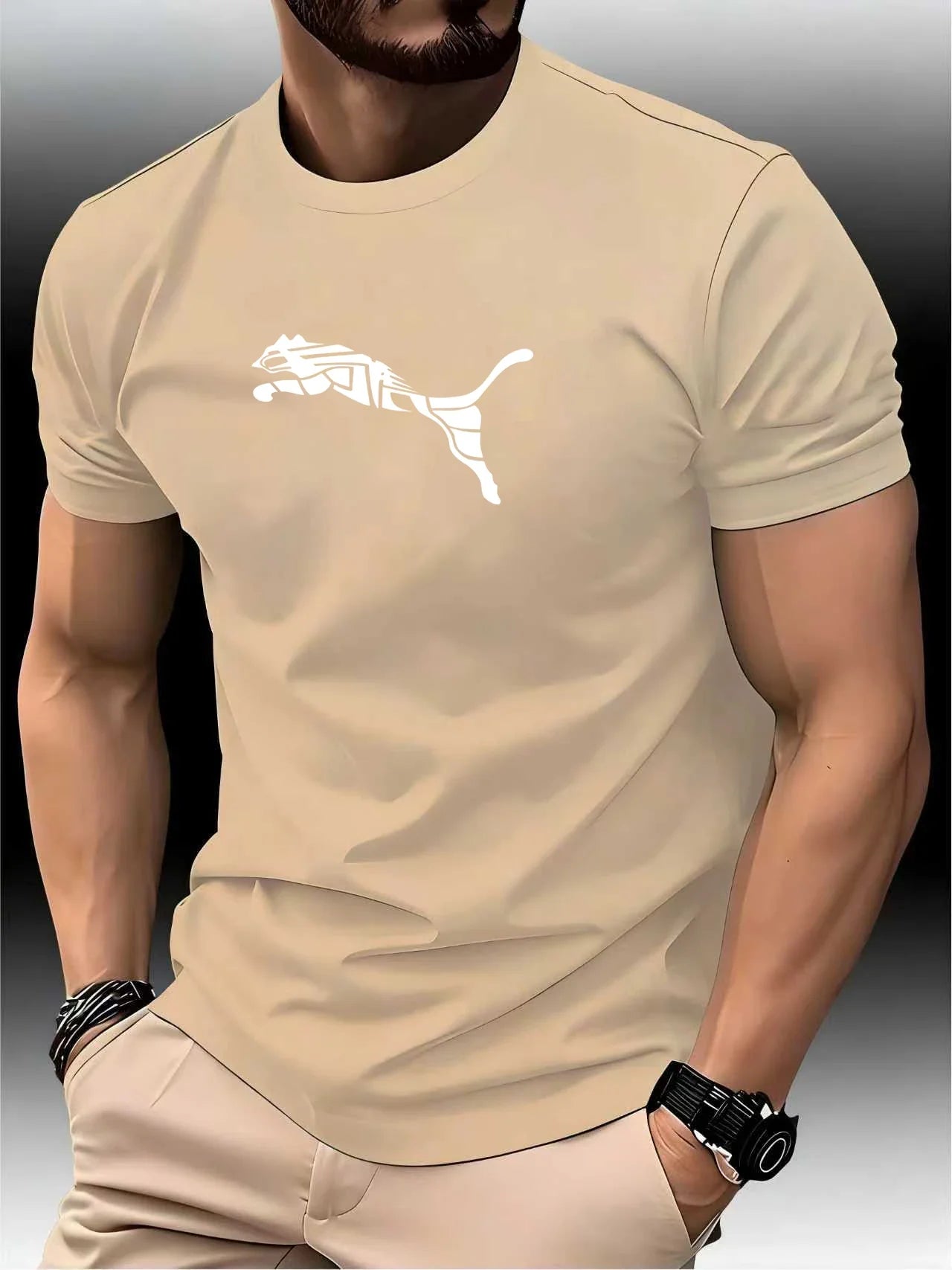 Stylish Men's Leopard Print Tee